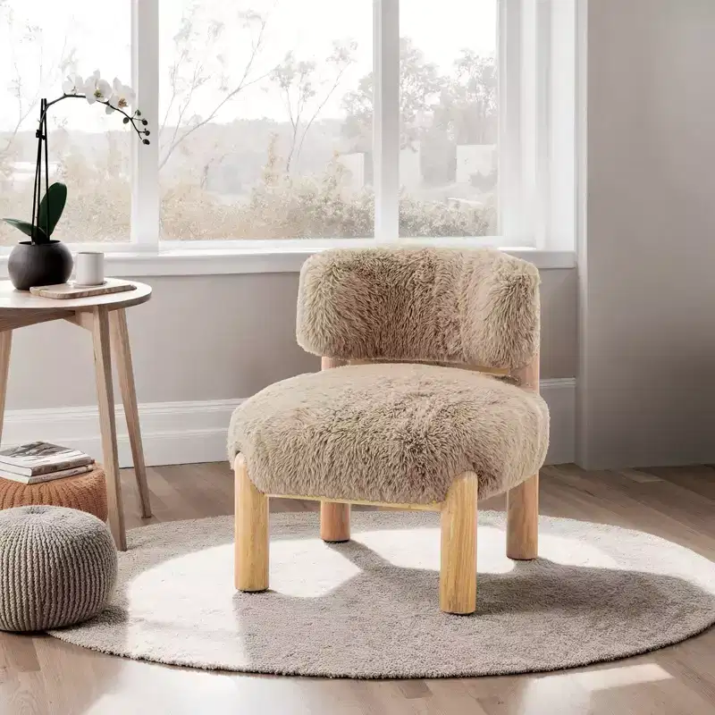 Fauteuils simples ronds et mignons avec dossier incurvé, fauteuil d'appoint de lecture de style contemporain pour chambre à coucher, salon