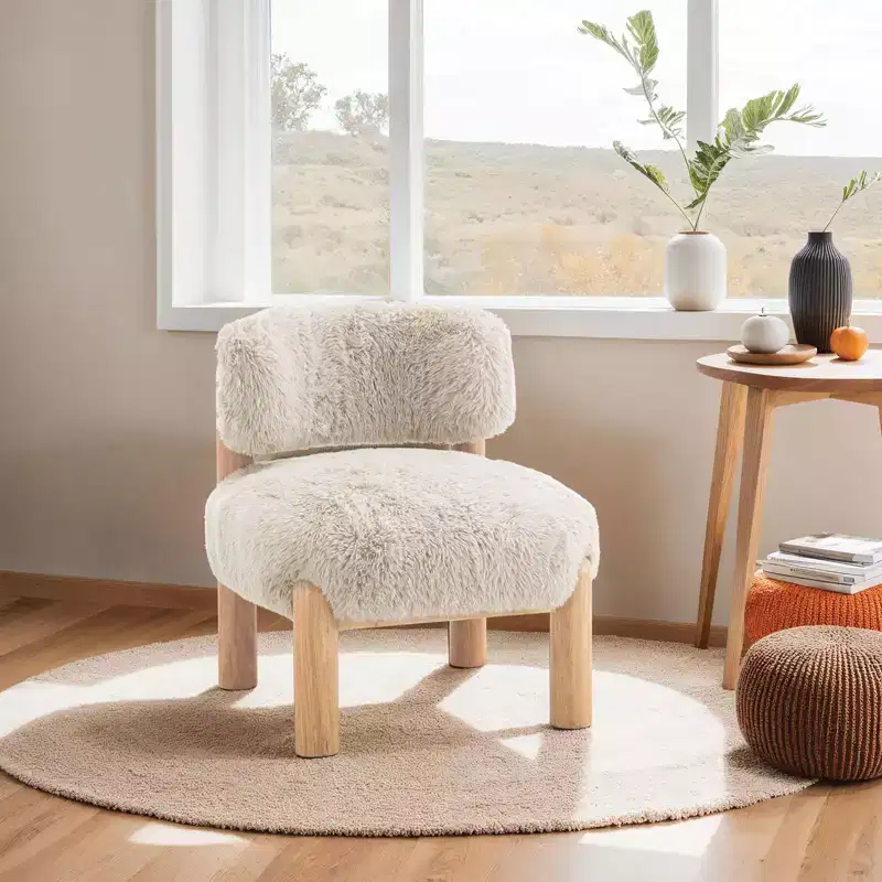 Fauteuils simples ronds et mignons avec dossier incurvé, fauteuil d'appoint de lecture de style contemporain pour chambre à coucher, salon