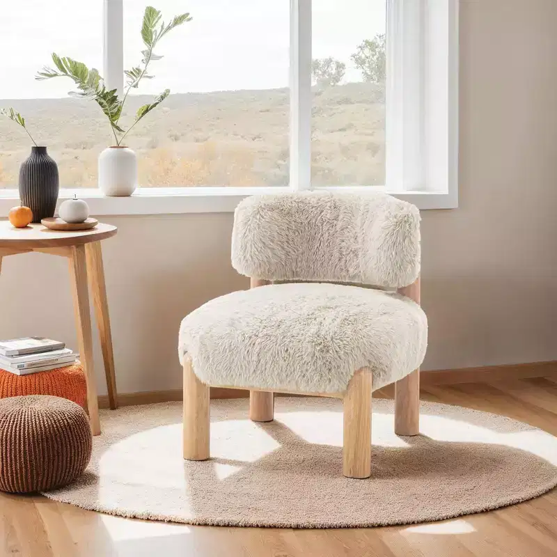 Fauteuils simples ronds et mignons avec dossier incurvé, fauteuil d'appoint de lecture de style contemporain pour chambre à coucher, salon