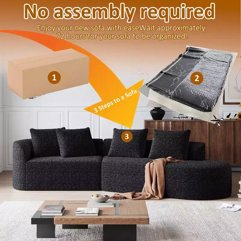 Canapé nuage incurvé 4 places extra profond et large en chenille kaki de 284 cm avec 4 coussins, canapé modulable pour salon