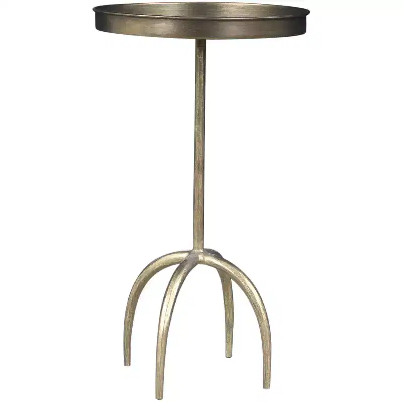 Table d'appoint ronde avec plateau piédestal en fer vieilli et laiton, 23 po