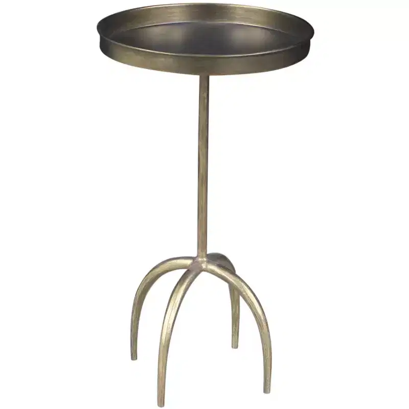 Table d'appoint ronde avec plateau piédestal en fer vieilli et laiton, 23 po