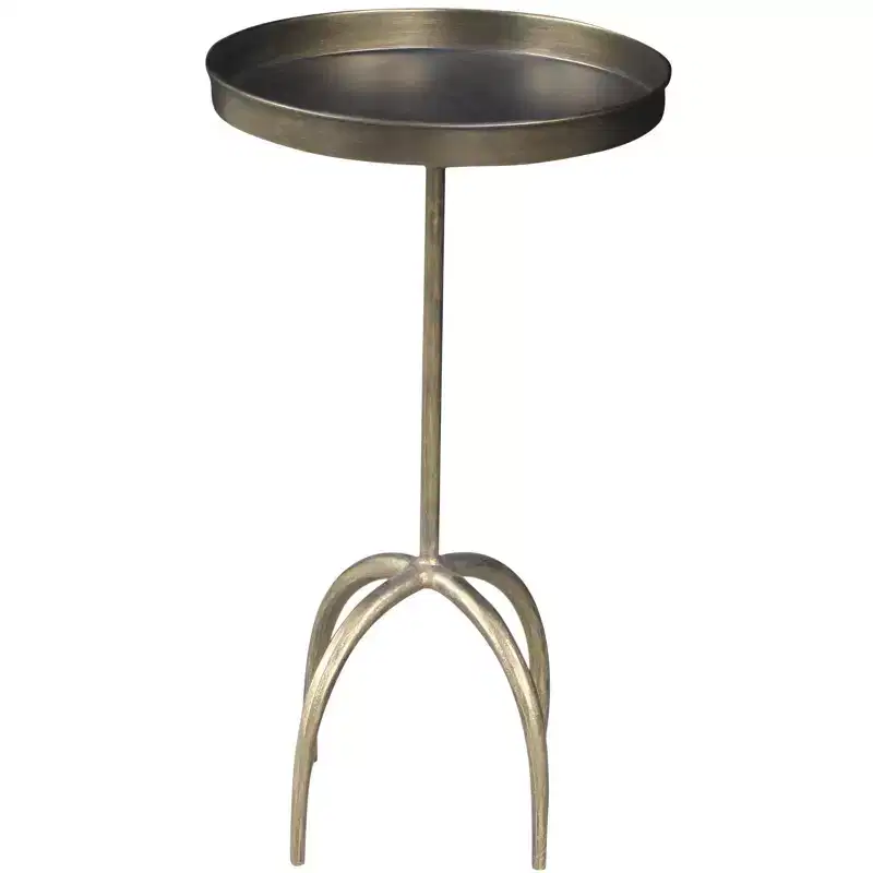 Table d'appoint ronde avec plateau piédestal en fer vieilli et laiton, 23 po