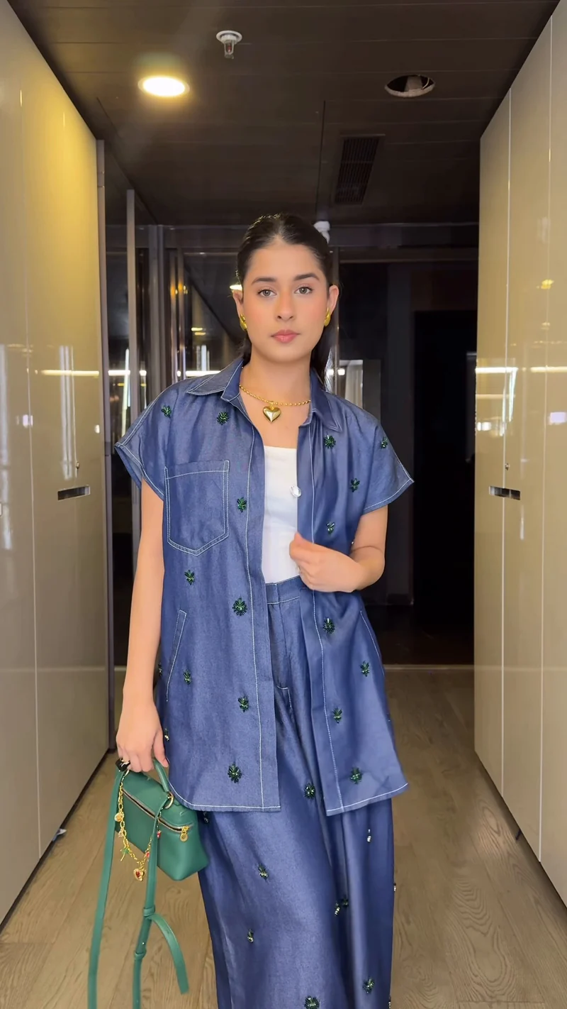 Aveline Denim Co-ord Set (As Seen on Rhea Kalra)