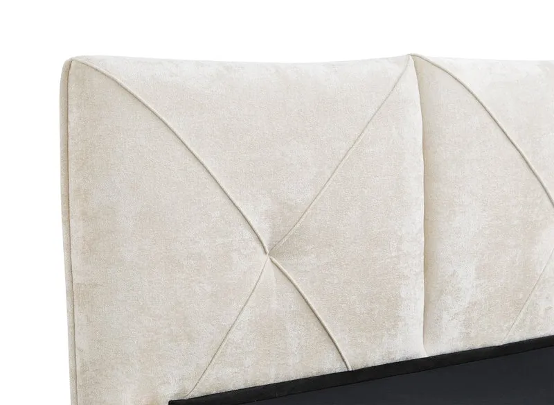 Lit coffre en tissu bouclette doux beige 140x190 cm NOAH