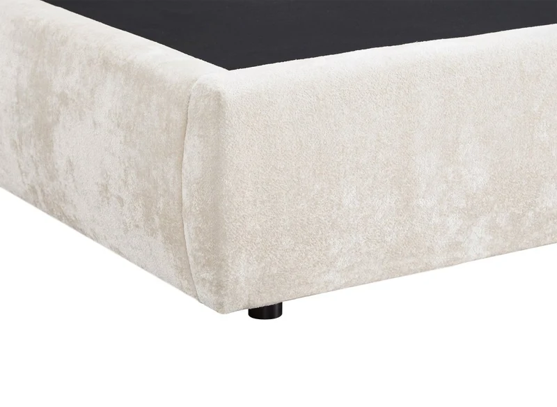 Lit coffre en tissu bouclette doux beige 180x200 cm NOAH