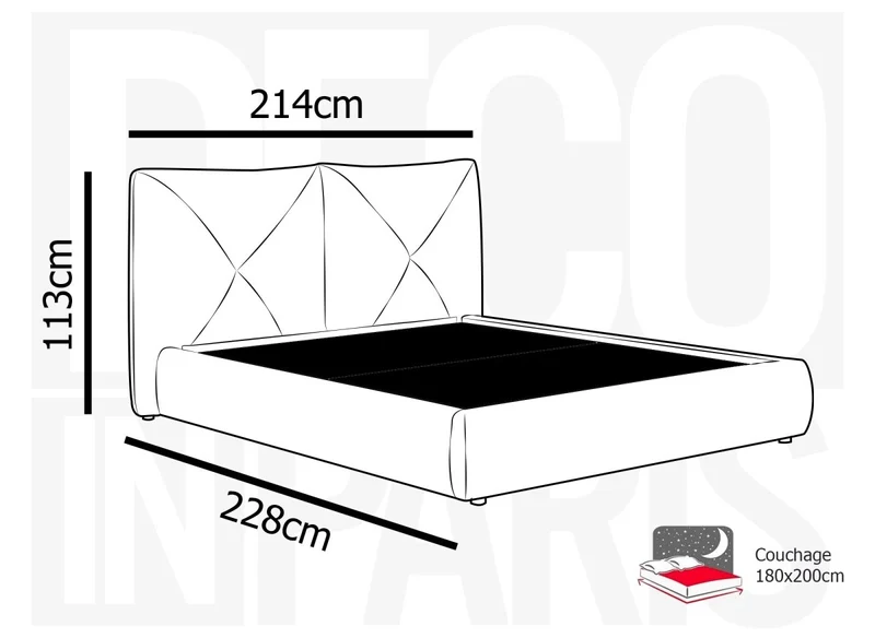 Lit coffre en tissu bouclette doux beige 180x200 cm NOAH