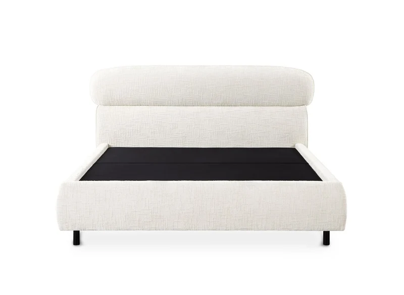 Lit coffre en velours chiné beige 180x200cm MELO