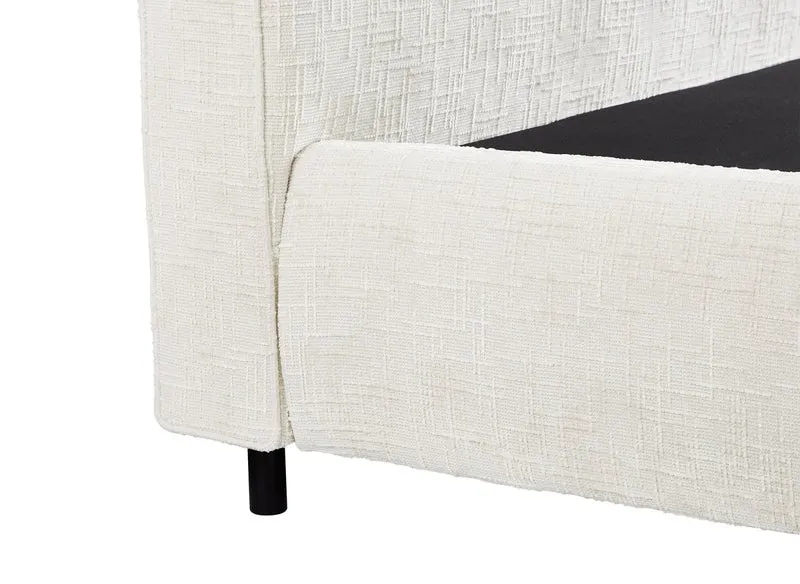 Lit coffre en velours chiné beige 180x200cm MELO