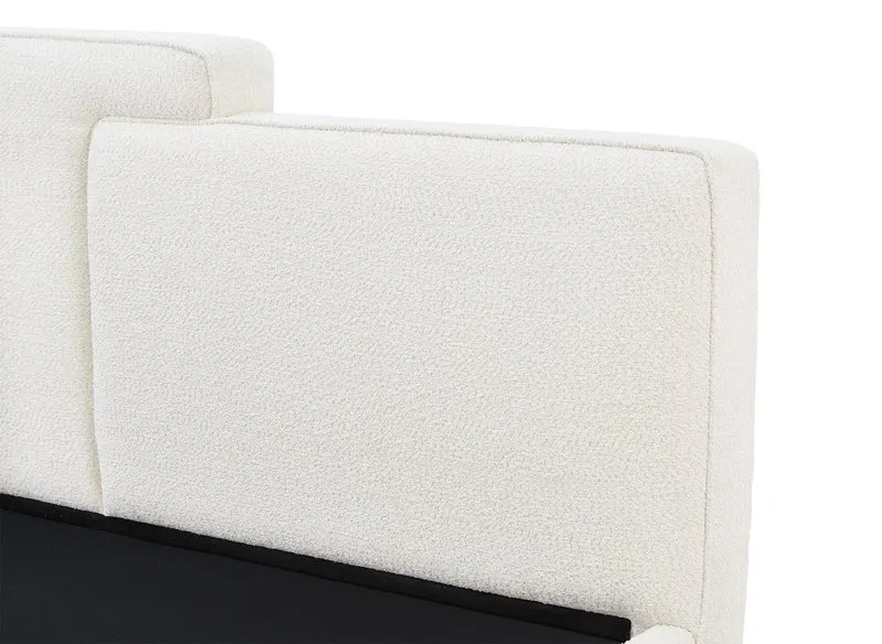 Lit coffre en tissu bouclette beige 140x190 cm ZELIA
