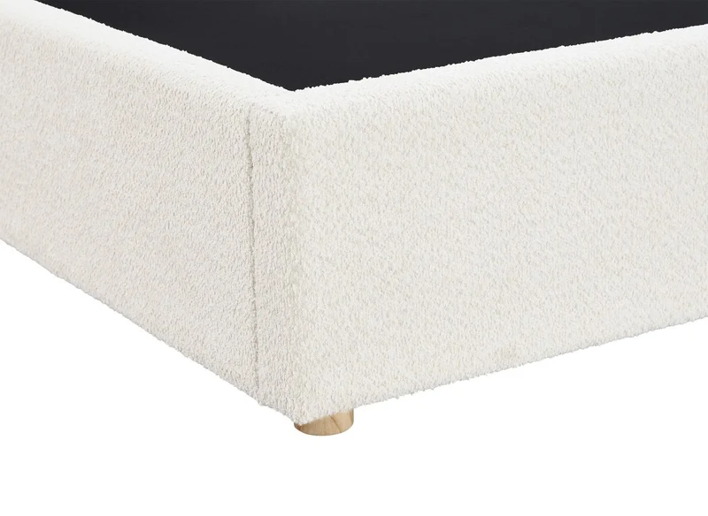 Lit coffre en tissu bouclette beige 140x190 cm ZELIA