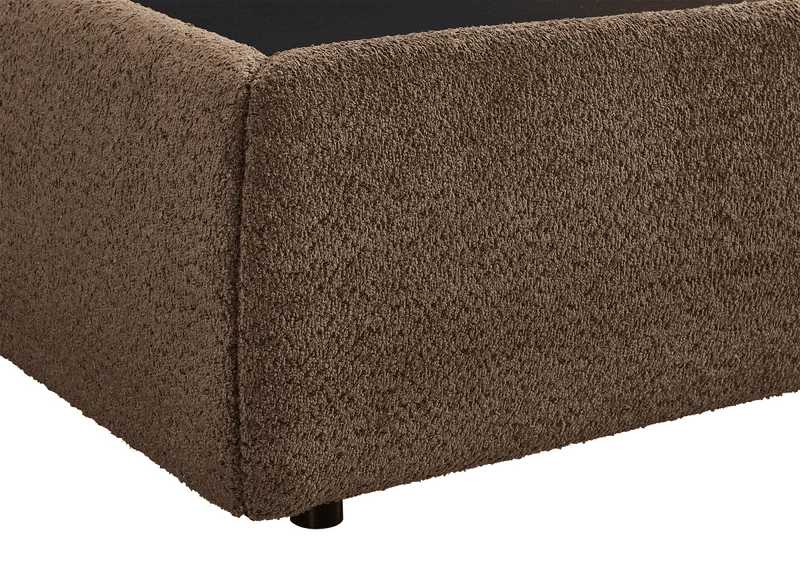 Lit coffre en tissu bouclette marron 180x200 cm MELY