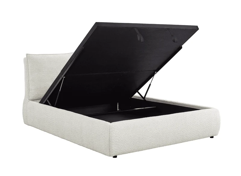 Lit coffre en tissu bouclette beige 180x200 cm MELY