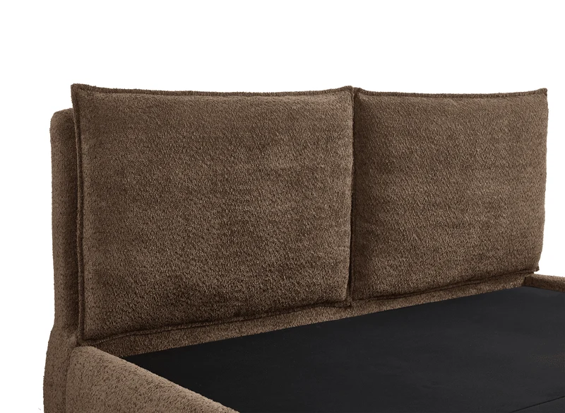Lit coffre en tissu bouclette marron 160x200 cm MELY