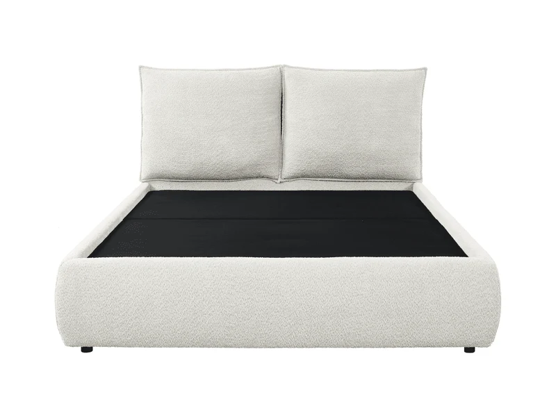 Lit coffre en tissu bouclette beige 160x200 cm MELY