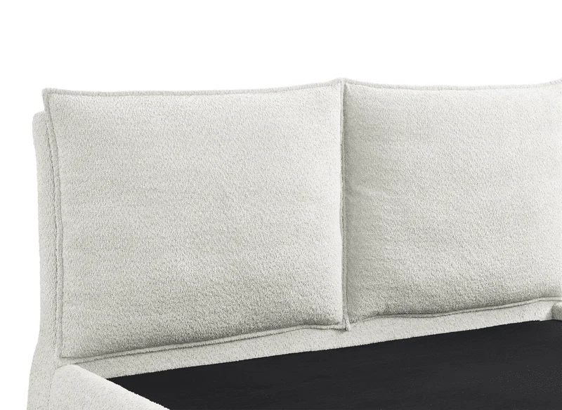 Lit coffre en tissu bouclette beige 140x190 cm MELY