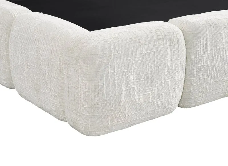Lit coffre en velours chiné beige 140x190 cm BUBBLE