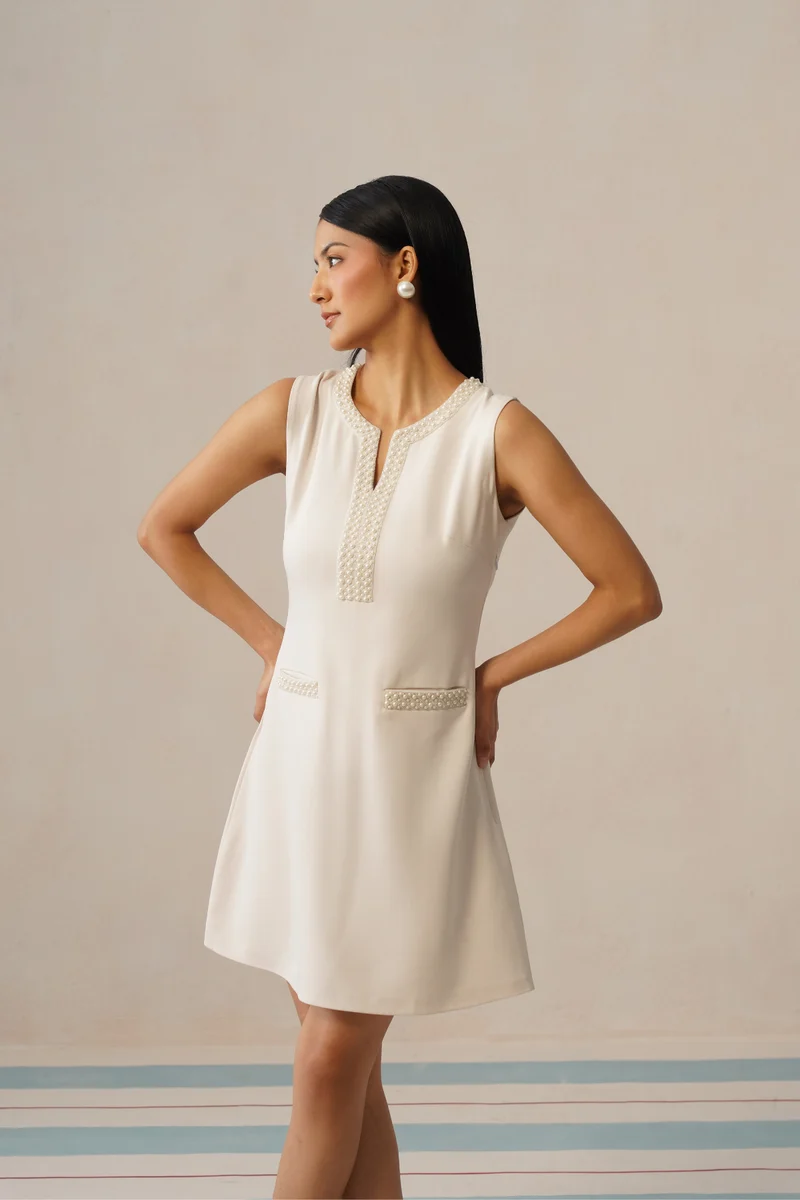 Aurelia Pearl Dress (Soft Ecru)