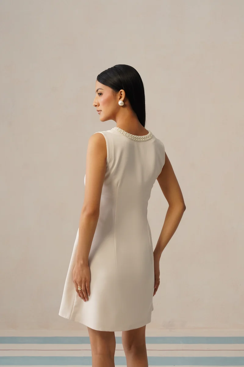 Aurelia Pearl Dress (Soft Ecru)