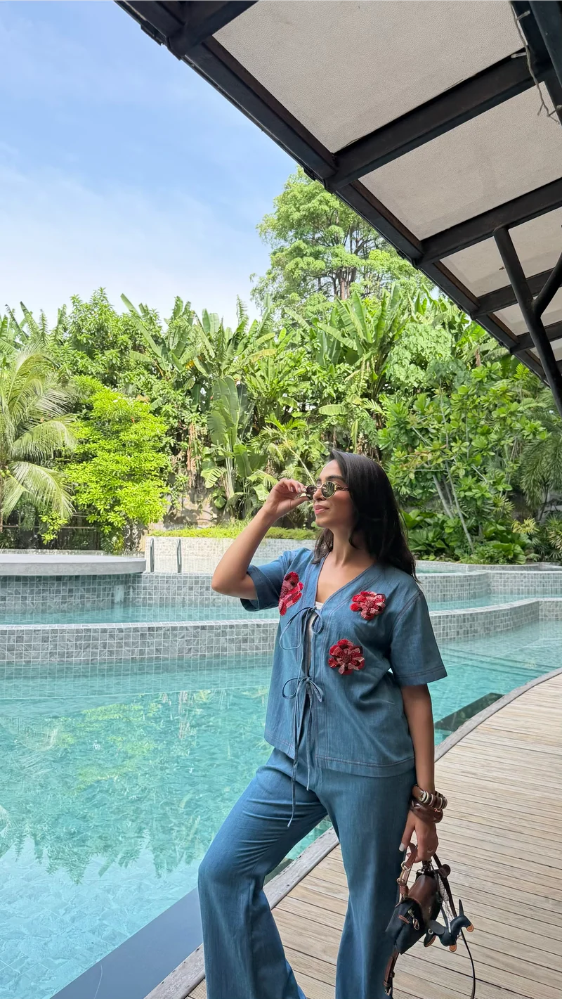 Scarlet Denim Co-ord Set (As Seen on Charmie Sethi)