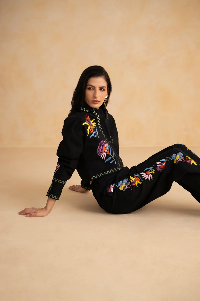 Megan Coord Set (Full Sleeves) - Black