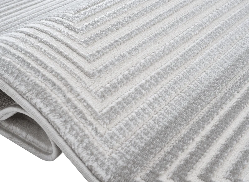 Tapis graphique art déco gris et blanc 200 x 290 cm HALL