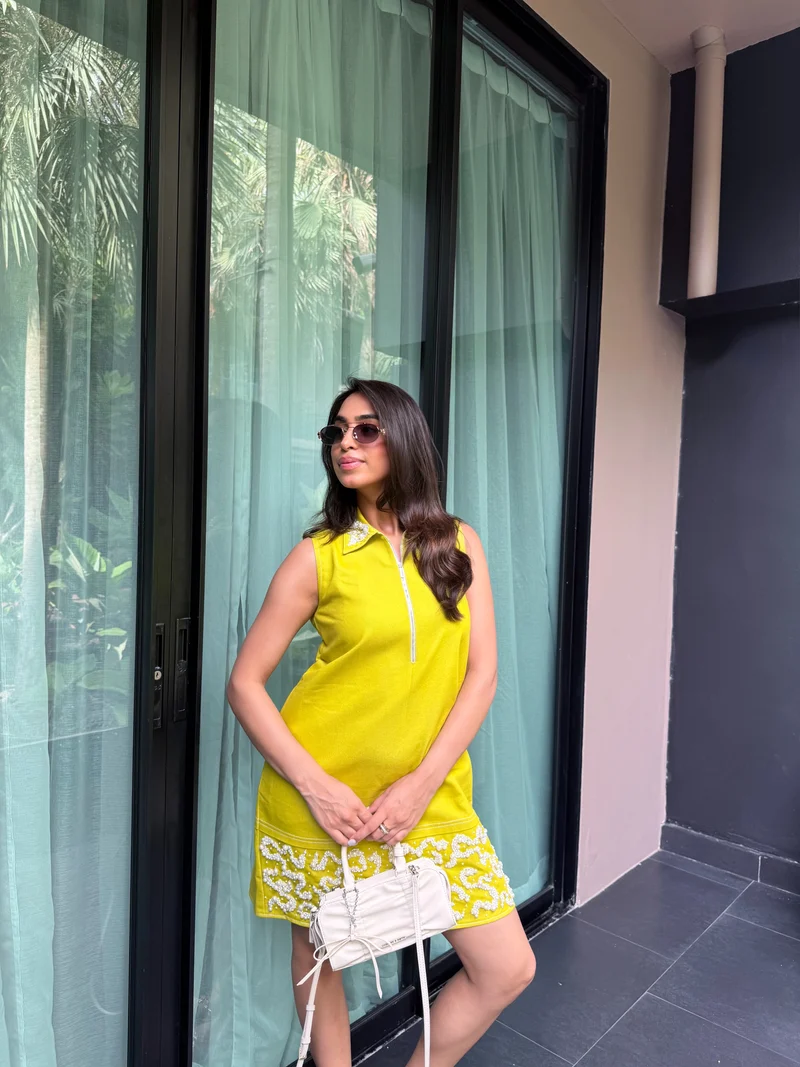 Limoncello Pearl Denim Dress (As Seen on Charmie Sethi)
