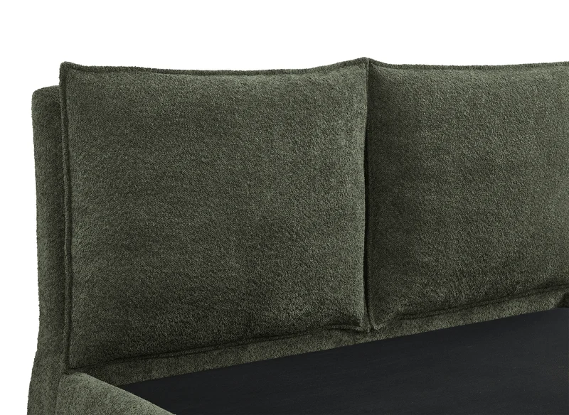 Lit coffre en tissu bouclette vert olive 180x200 cm MELY