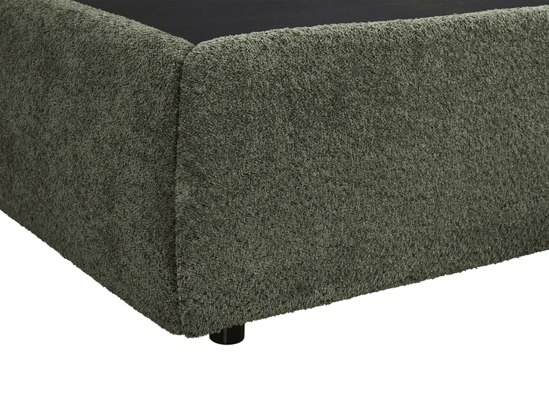 Lit coffre en tissu bouclette vert olive 160x200 cm MELY