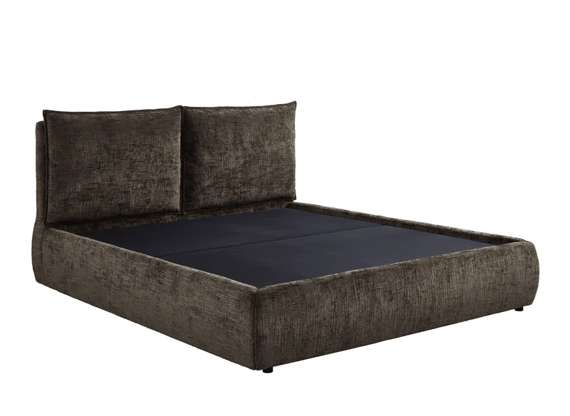 Lit coffre en velours chiné marron 160x200 cm MELY