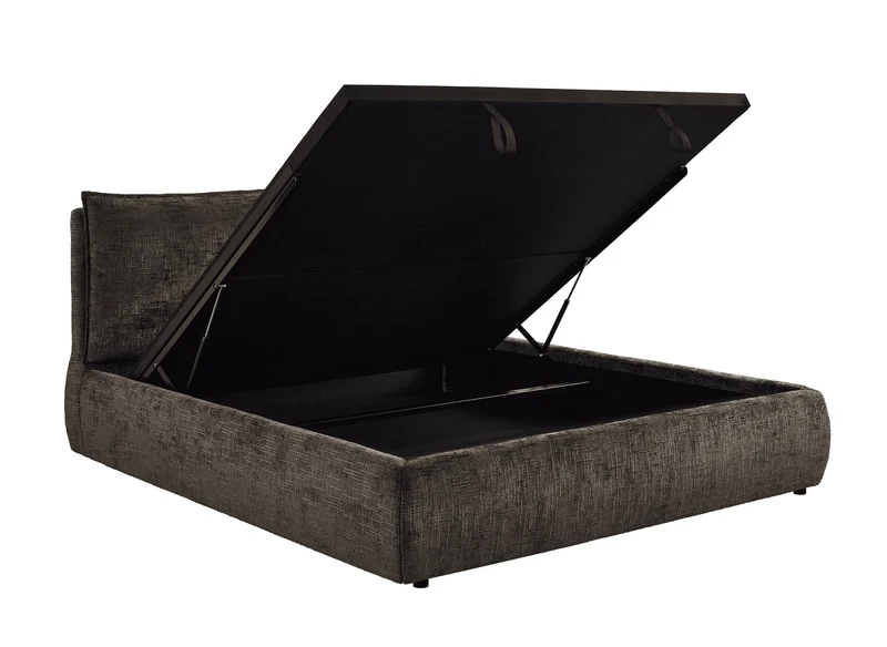 Lit coffre en velours chiné marron 160x200 cm MELY