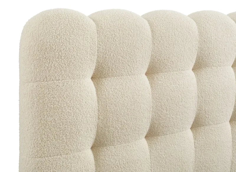 Lit coffre en tissu bouclette beige 180x200 cm BISCUIT