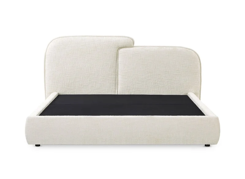 Lit coffre en velours chiné beige 180x200 cm MILENA