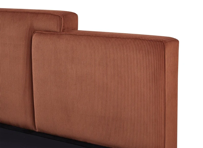 Lit coffre en velours côtelé terracotta 180x200 cm ZELIA