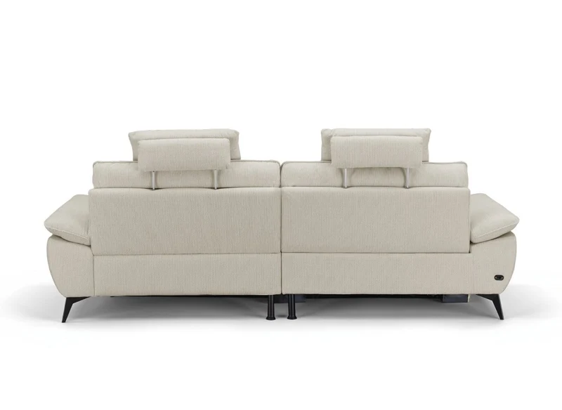 Canapé d’angle relax électrique en velours chiné beige LYANA - Angle droit