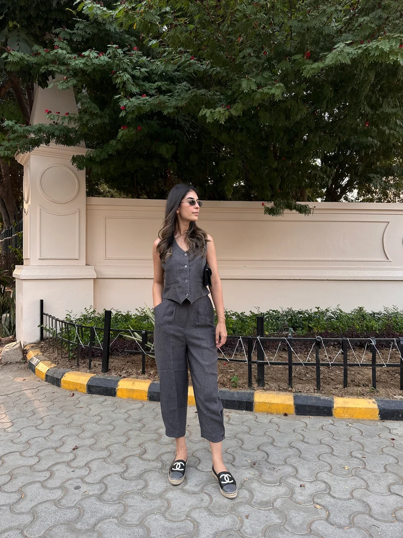 Camille Coord Set - Stone Grey (As Seen On Rhea Kapoor)