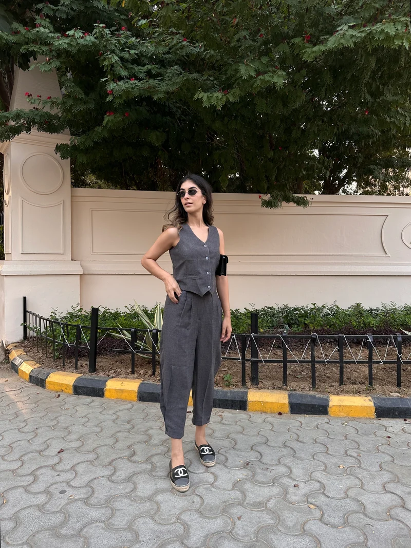 Camille Coord Set - Stone Grey (As Seen On Rhea Kapoor)