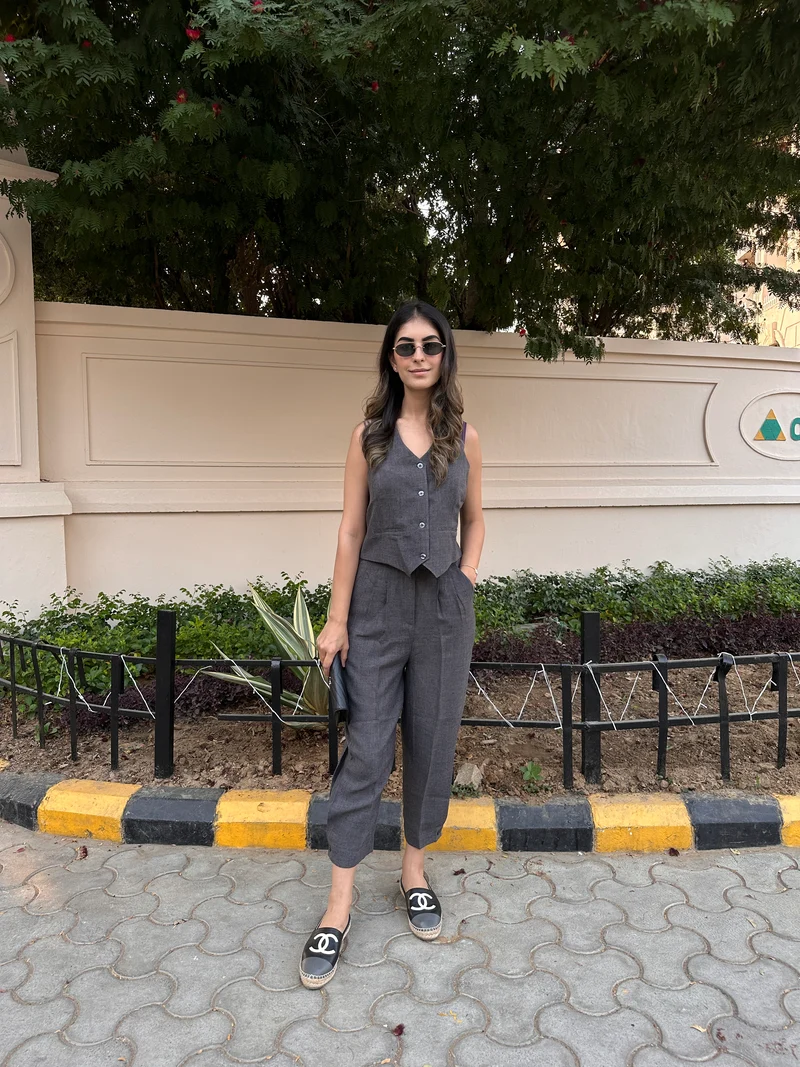 Camille Coord Set - Stone Grey (As Seen On Rhea Kapoor)