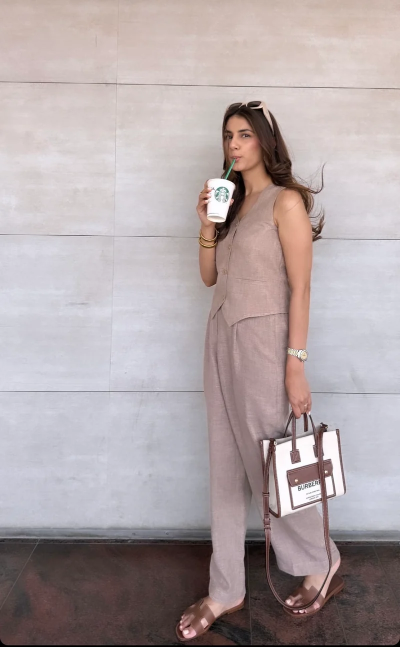 Camille Coord Set with Straight Pants - Sand (As Seen On Mehar Taluja)