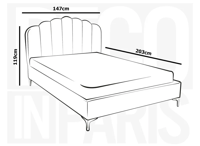 Lit double en velours beige 140x190 cm MARION