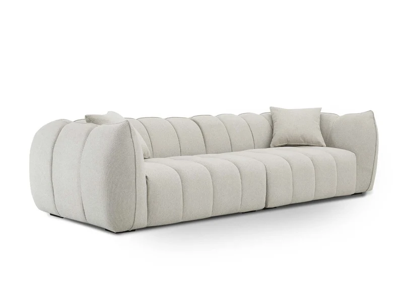 Canapé fixe 4 places en tissu beige ALISSA