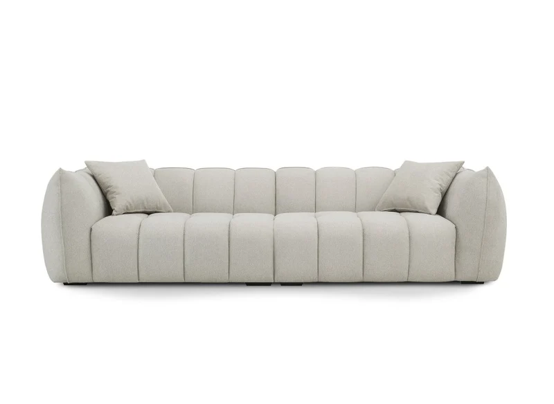 Canapé fixe 4 places en tissu beige ALISSA