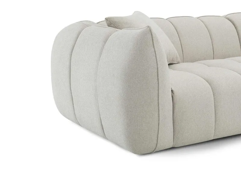 Canapé fixe 4 places en tissu beige ALISSA
