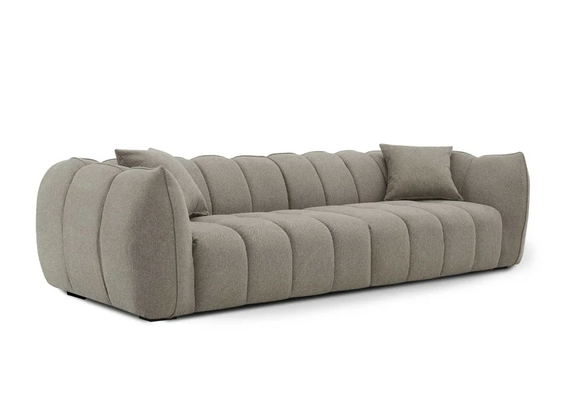 Canapé fixe 4 places en tissu taupe ALISSA