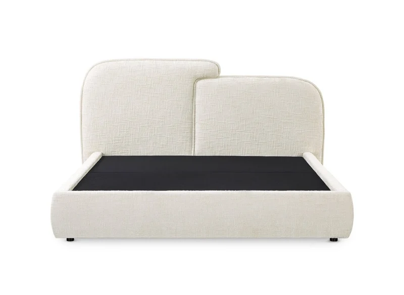 Lit coffre en velours chiné beige 160x200 cm MILENA