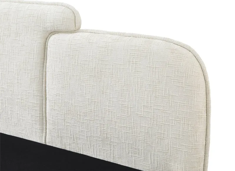 Lit coffre en velours chiné beige 160x200 cm MILENA