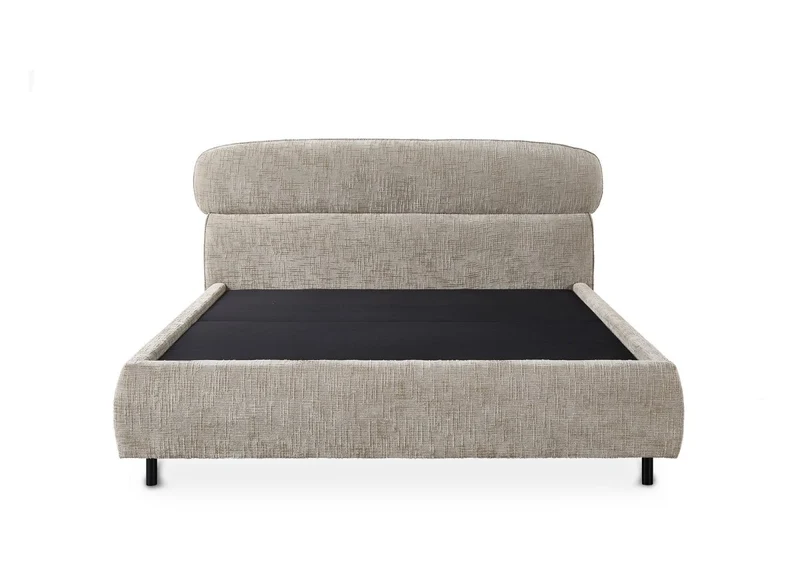 Lit coffre en velours chiné taupe 180x200cm MELO