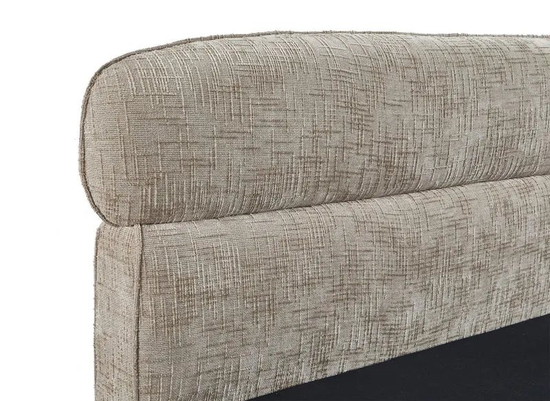 Lit coffre en velours chiné taupe 180x200cm MELO