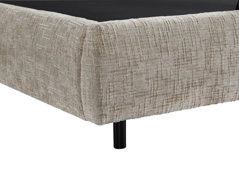 Lit coffre en velours chiné taupe 180x200cm MELO