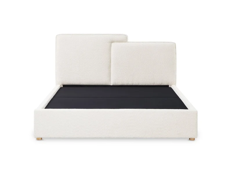 Lit coffre en tissu bouclette beige 160x200 cm ZELIA